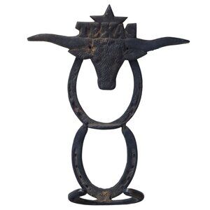 Texas Longhorn Horseshoe Metal Wall Hook Rustic Decor Cowboy Decor Handmade